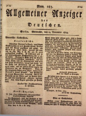 Allgemeiner Anzeiger der Deutschen Mittwoch 23. November 1814