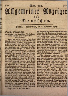 Allgemeiner Anzeiger der Deutschen Donnerstag 24. November 1814