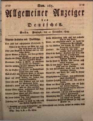 Allgemeiner Anzeiger der Deutschen Freitag 25. November 1814