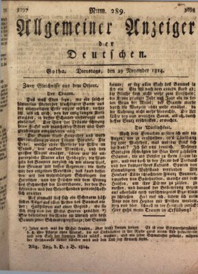 Allgemeiner Anzeiger der Deutschen Dienstag 29. November 1814