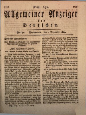 Allgemeiner Anzeiger der Deutschen Samstag 3. Dezember 1814