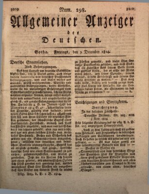 Allgemeiner Anzeiger der Deutschen Freitag 9. Dezember 1814