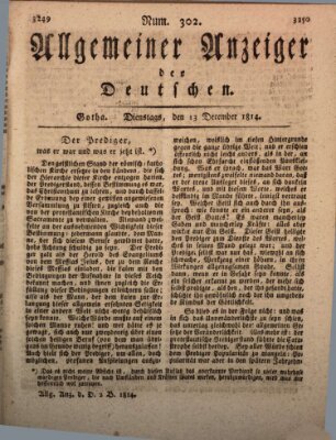 Allgemeiner Anzeiger der Deutschen Dienstag 13. Dezember 1814