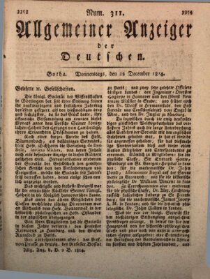 Allgemeiner Anzeiger der Deutschen Donnerstag 22. Dezember 1814