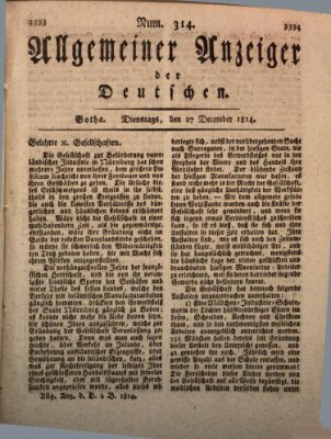 Allgemeiner Anzeiger der Deutschen Dienstag 27. Dezember 1814