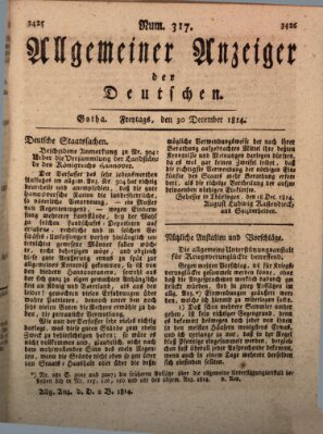 Allgemeiner Anzeiger der Deutschen Freitag 30. Dezember 1814