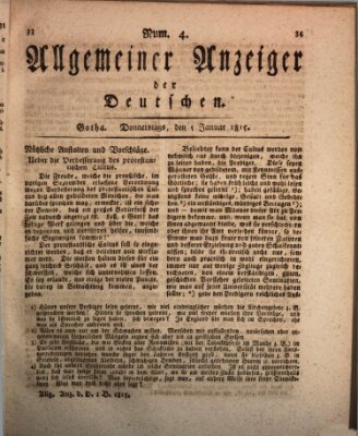 Allgemeiner Anzeiger der Deutschen Donnerstag 5. Januar 1815