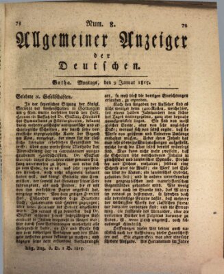 Allgemeiner Anzeiger der Deutschen Montag 9. Januar 1815