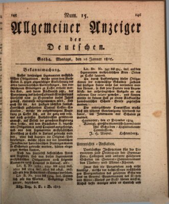 Allgemeiner Anzeiger der Deutschen Montag 16. Januar 1815