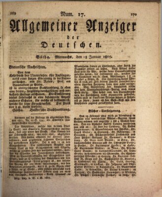 Allgemeiner Anzeiger der Deutschen Mittwoch 18. Januar 1815