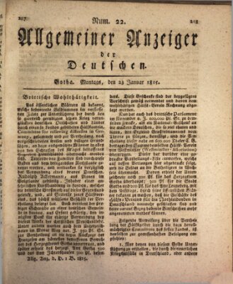 Allgemeiner Anzeiger der Deutschen Montag 23. Januar 1815