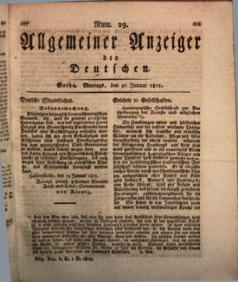 Allgemeiner Anzeiger der Deutschen Montag 30. Januar 1815