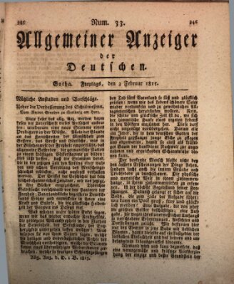 Allgemeiner Anzeiger der Deutschen Freitag 3. Februar 1815