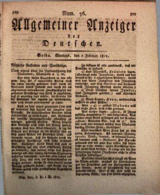 Allgemeiner Anzeiger der Deutschen Montag 6. Februar 1815