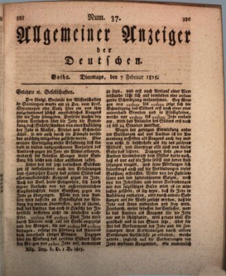 Allgemeiner Anzeiger der Deutschen Dienstag 7. Februar 1815