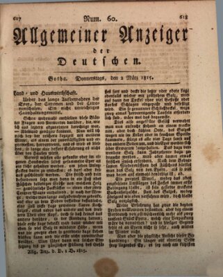 Allgemeiner Anzeiger der Deutschen Donnerstag 2. März 1815