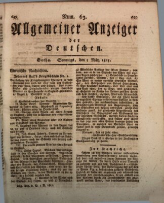 Allgemeiner Anzeiger der Deutschen Sonntag 5. März 1815