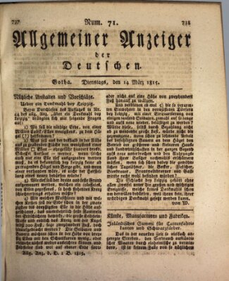 Allgemeiner Anzeiger der Deutschen Dienstag 14. März 1815