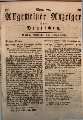 Allgemeiner Anzeiger der Deutschen Mittwoch 15. März 1815