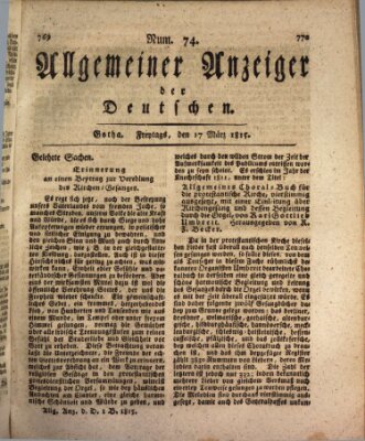 Allgemeiner Anzeiger der Deutschen Freitag 17. März 1815