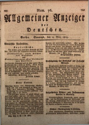 Allgemeiner Anzeiger der Deutschen Sonntag 19. März 1815