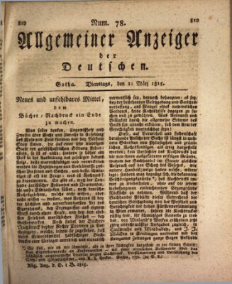 Allgemeiner Anzeiger der Deutschen Dienstag 21. März 1815