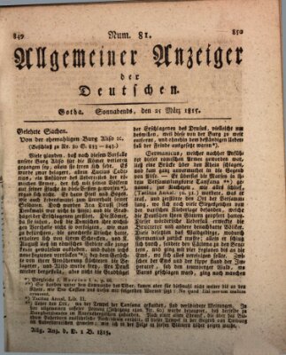 Allgemeiner Anzeiger der Deutschen Samstag 25. März 1815