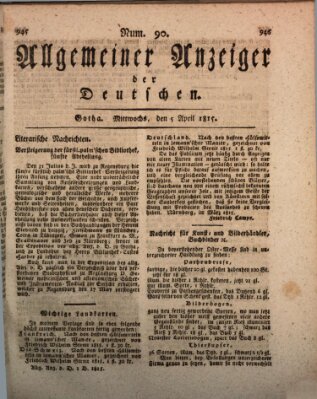 Allgemeiner Anzeiger der Deutschen Mittwoch 5. April 1815