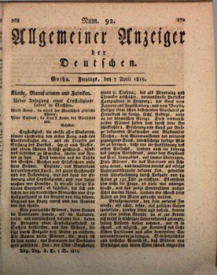 Allgemeiner Anzeiger der Deutschen Freitag 7. April 1815