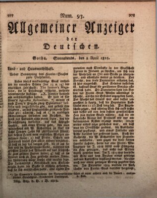 Allgemeiner Anzeiger der Deutschen Samstag 8. April 1815