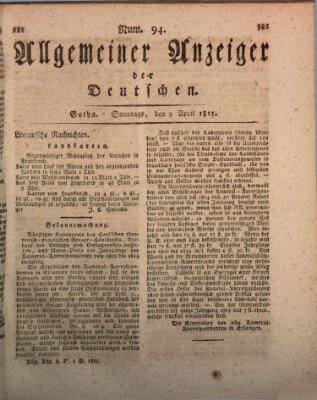 Allgemeiner Anzeiger der Deutschen Sonntag 9. April 1815