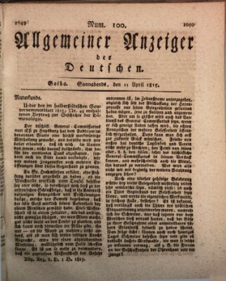 Allgemeiner Anzeiger der Deutschen Samstag 15. April 1815