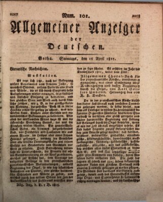 Allgemeiner Anzeiger der Deutschen Sonntag 16. April 1815