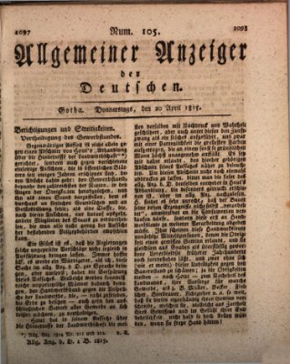 Allgemeiner Anzeiger der Deutschen Donnerstag 20. April 1815