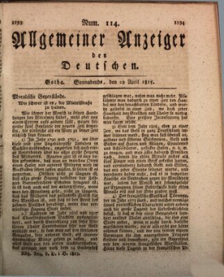 Allgemeiner Anzeiger der Deutschen Samstag 29. April 1815