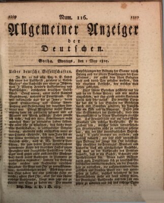 Allgemeiner Anzeiger der Deutschen Montag 1. Mai 1815