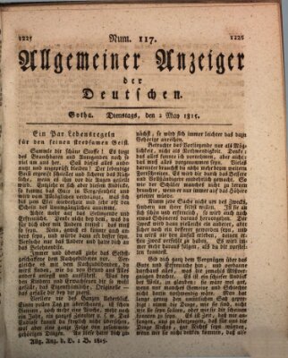 Allgemeiner Anzeiger der Deutschen Dienstag 2. Mai 1815