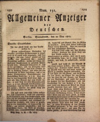 Allgemeiner Anzeiger der Deutschen Samstag 20. Mai 1815