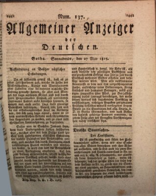 Allgemeiner Anzeiger der Deutschen Samstag 27. Mai 1815