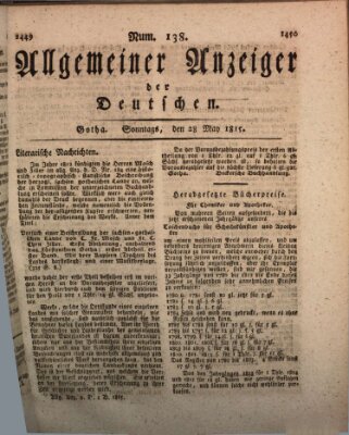 Allgemeiner Anzeiger der Deutschen Sonntag 28. Mai 1815