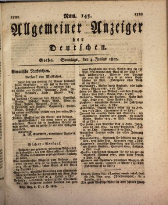 Allgemeiner Anzeiger der Deutschen Sonntag 4. Juni 1815