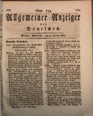 Allgemeiner Anzeiger der Deutschen Mittwoch 14. Juni 1815