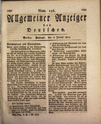 Allgemeiner Anzeiger der Deutschen Freitag 16. Juni 1815