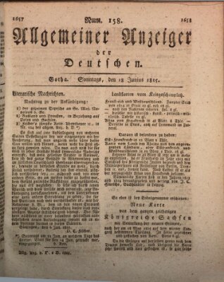 Allgemeiner Anzeiger der Deutschen Sonntag 18. Juni 1815