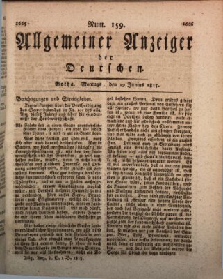 Allgemeiner Anzeiger der Deutschen Montag 19. Juni 1815