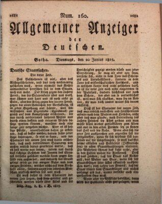 Allgemeiner Anzeiger der Deutschen Dienstag 20. Juni 1815