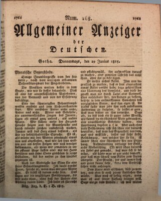 Allgemeiner Anzeiger der Deutschen Donnerstag 29. Juni 1815