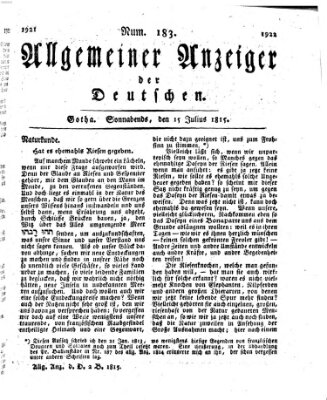 Allgemeiner Anzeiger der Deutschen Samstag 15. Juli 1815