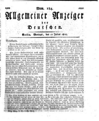 Allgemeiner Anzeiger der Deutschen Montag 17. Juli 1815