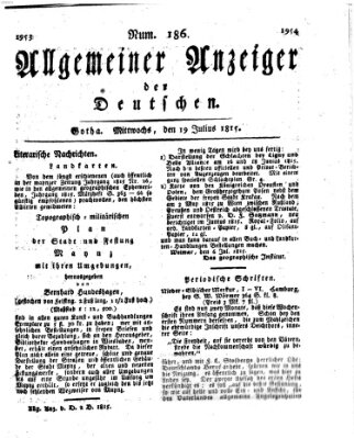 Allgemeiner Anzeiger der Deutschen Mittwoch 19. Juli 1815